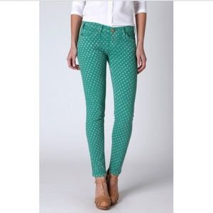 Current/Elliott 28 The Stiletto Green Dot Jeans